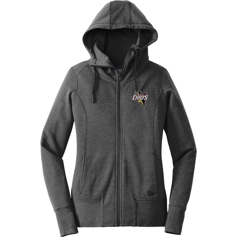 Mercer Chiefs New Era Ladies Tri-Blend Fleece Full-Zip Hoodie