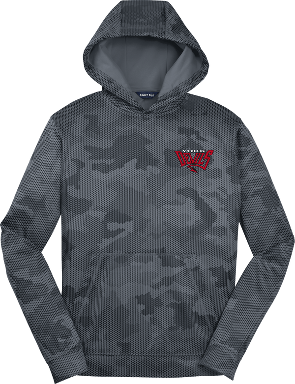 York Devils Youth Sport-Wick CamoHex Fleece Hooded Pullover